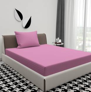 BROMWICK Microfiber Single Flat 300 TC Striped Bedsheet