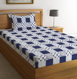 Fashion String 144 TC Microfiber Single Geometric Flat Bedsheet