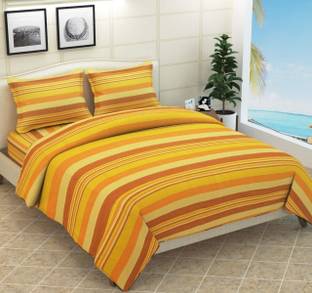 SPSON'S HANDLOOM Cotton King Flat 210 TC Striped Bedsheet