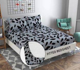Decent Home 240 TC Cotton Double Floral Fitted (Elastic) Bedsheet