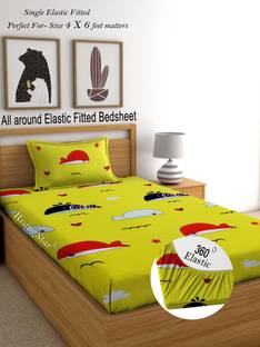 RisingStar 350 TC Microfiber Single Cartoon Fitted (Elastic) Bedsheet
