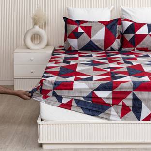 HOMEMONDE 210 TC Cotton Single Printed Fitted (Elastic) Bedsheet
