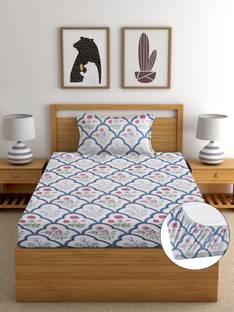 EXFAB 244 TC Cotton Single Printed Fitted (Elastic) Bedsheet