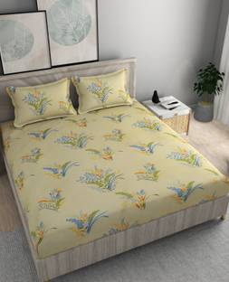 Flipkart SmartBuy 152 TC Microfiber King Floral Fitted (Elastic) Bedsheet