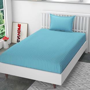 EVAHOME Cotton Single Flat 300 TC Striped Bedsheet
