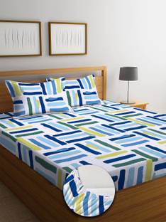 MAYAS COLLECTION 250 TC Microfiber Double Floral Fitted (Elastic) Bedsheet