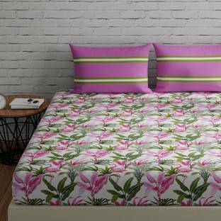 Huesland 144 TC Cotton Double Striped Flat Bedsheet