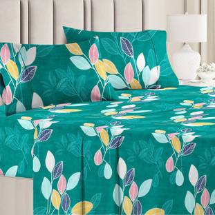 VAS COLLECTIONS Cotton Double Flat 160 TC Floral Bedsheet