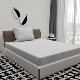 BROMWICK Microfiber Single Flat 300 TC Striped Bedsheet
