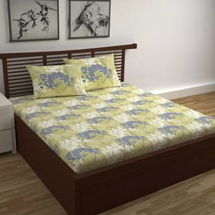 Divine Casa 144 TC Cotton Double Floral Flat Bedsheet