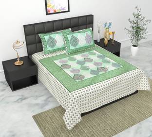 Maa Collection Cotton King Flat 144 TC Jaipuri Prints Bedsheet