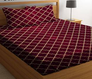 TripleV 210 TC Cotton Double Printed Fitted (Elastic) Bedsheet