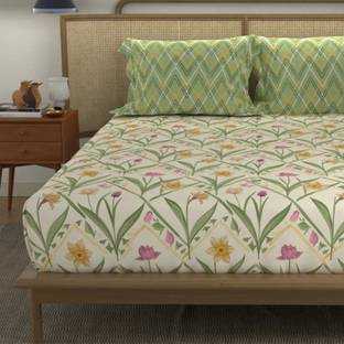 Urban Space Cotton Double Flat 144 TC Printed Bedsheet