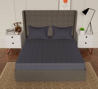 AVI 300 TC Cotton Double Striped Fitted (Elastic) Bedsheet