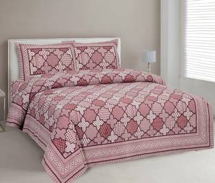 CLOTHOLOGY 240 TC Cotton King Jaipuri Prints Flat Bedsheet