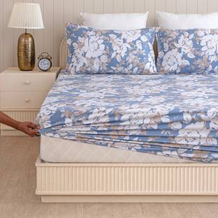 HOMEMONDE 210 TC Cotton King Printed Fitted (Elastic) Bedsheet