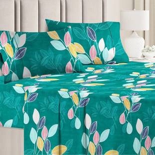 VAS COLLECTIONS Cotton King Flat 160 TC Floral Bedsheet