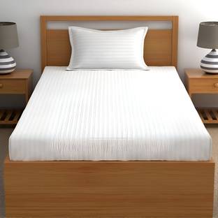 Gold 130 TC Polycotton Single Striped Flat Bedsheet
