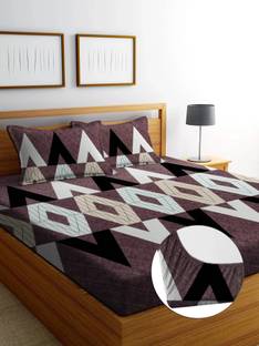 RisingStar Cotton King Fitted (Elastic) 350 TC Striped Bedsheet