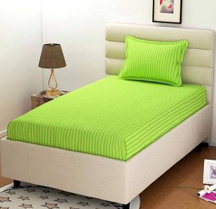 BROMWICK Microfiber Single Flat 300 TC Striped Bedsheet