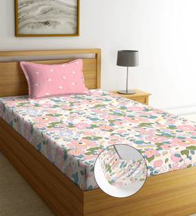 Moonroof Cotton Single Fitted (Elastic) 240 TC Printed Bedsheet