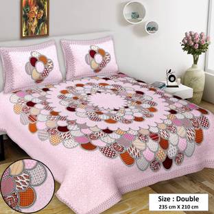 VNV Creation 144 TC Cotton Double Jaipuri Prints Flat Bedsheet