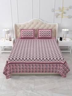 SIZAR 120 TC Cotton Queen Jaipuri Prints Flat Bedsheet