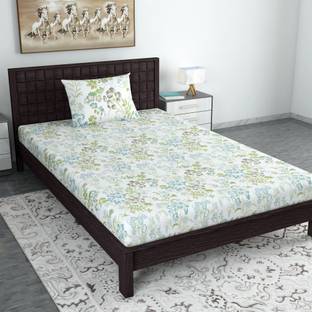 Divine Casa 144 TC Cotton Single Floral Flat Bedsheet