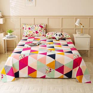 Story@home Microfiber Double Flat 180 TC Printed Bedsheet