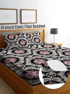 Bedress Microfiber King Fitted (Elastic) 350 TC Floral Bedsheet