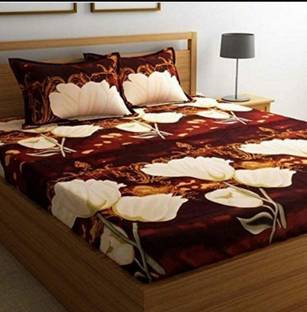 kalavi 250 TC Polycotton Double 3D Printed Flat Bedsheet