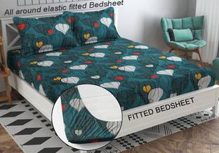 LX LOYREX 250 TC Cotton King Printed Fitted (Elastic) Bedsheet