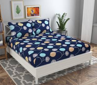 VAS COLLECTIONS 160 TC Cotton Double Floral Flat Bedsheet
