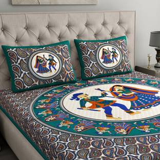 COZYKO Cotton Double Flat 144 TC 3D Printed Bedsheet