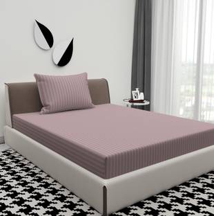BROMWICK Microfiber Single Flat 300 TC Striped Bedsheet