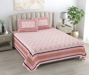 urban jaipur 250 TC Cotton Double Jaipuri Prints Flat Bedsheet