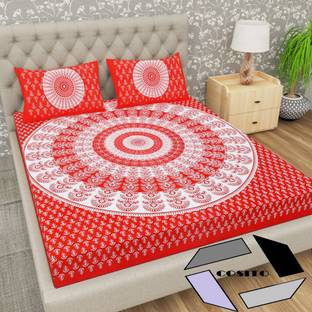 Cosito 144 TC Cotton Double Jaipuri Prints Flat Bedsheet