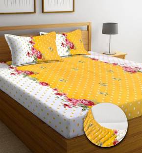 Tanshi 220 TC Cotton Double 3D Printed Fitted (Elastic) Bedsheet