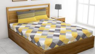 LORETO 144 TC Cotton King Checkered Flat Bedsheet