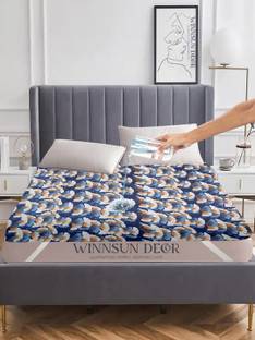 WINNSUN Polyester King Fitted (Elastic) 110 TC Floral Bedsheet