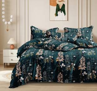 AVINYA Cotton King Fitted (Elastic) 210 TC Floral Bedsheet