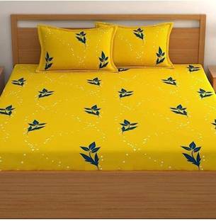 HOMETIC 320 TC Cotton Double Printed Fitted (Elastic) Bedsheet