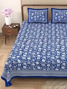 CLOTHOLOGY Cotton King Flat 240 TC Jaipuri Prints Bedsheet