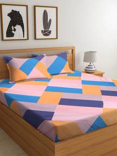 KURRY HOME FURNISHING Microfiber Double Fitted (Elastic) 250 TC Checkered Bedsheet