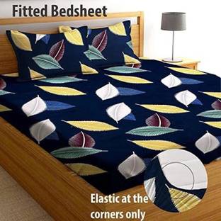 CRAFTS HUB Microfiber Double Fitted (Elastic) 180 TC Floral Bedsheet