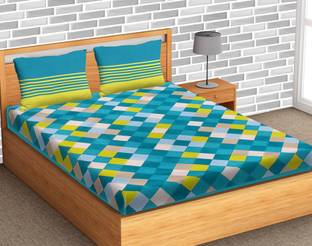 Lali Prints 185 TC Cotton Double Checkered Flat Bedsheet