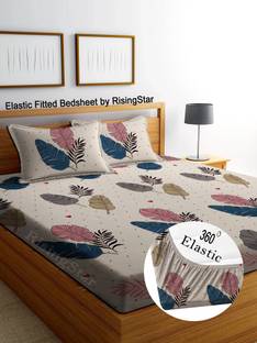 RisingStar 250 TC Cotton King Floral Fitted (Elastic) Bedsheet