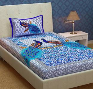Homeline 144 TC Cotton Single Jaipuri Prints Flat Bedsheet