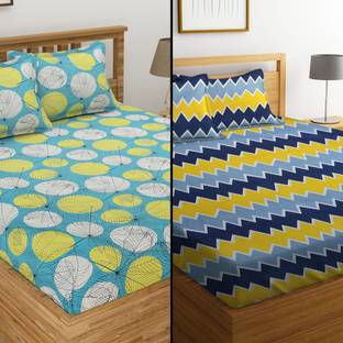 VAS COLLECTIONS 160 TC Cotton Double Abstract Flat Bedsheet