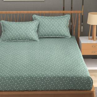 sabhya creation 144 TC Cotton Double Checkered Fitted (Elastic) Bedsheet